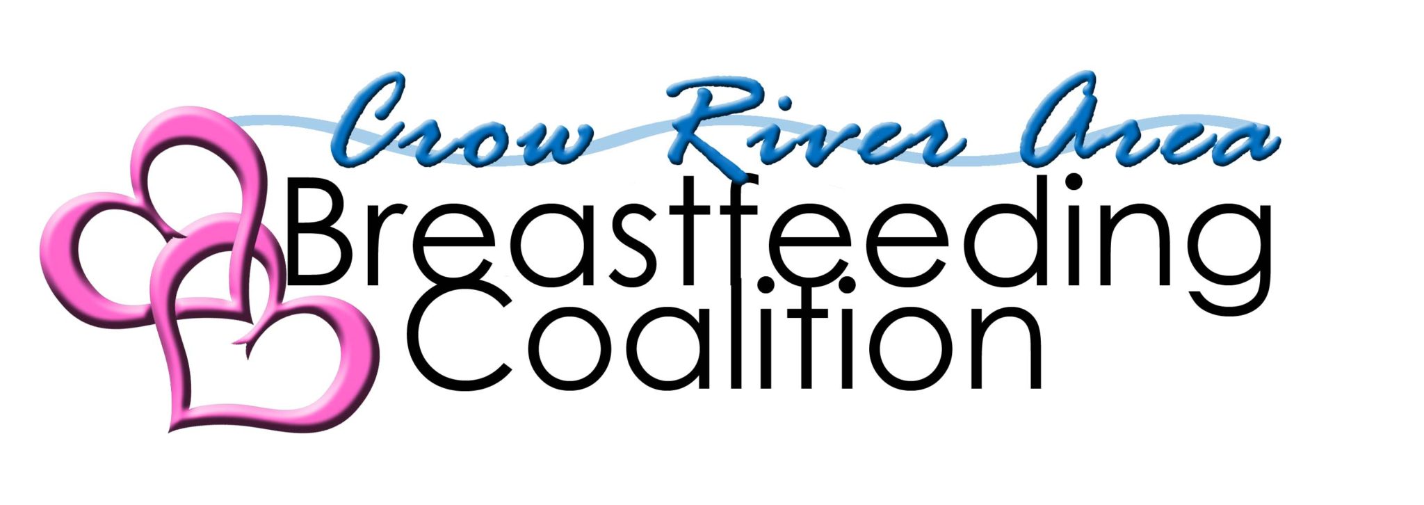 Crow River Area Breastfeeding Coalition logo. Two interconnecting hearts to the left of text. 