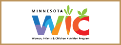 Minnesota WIC logo. Carrot in place of "I" and leaves above "C". 