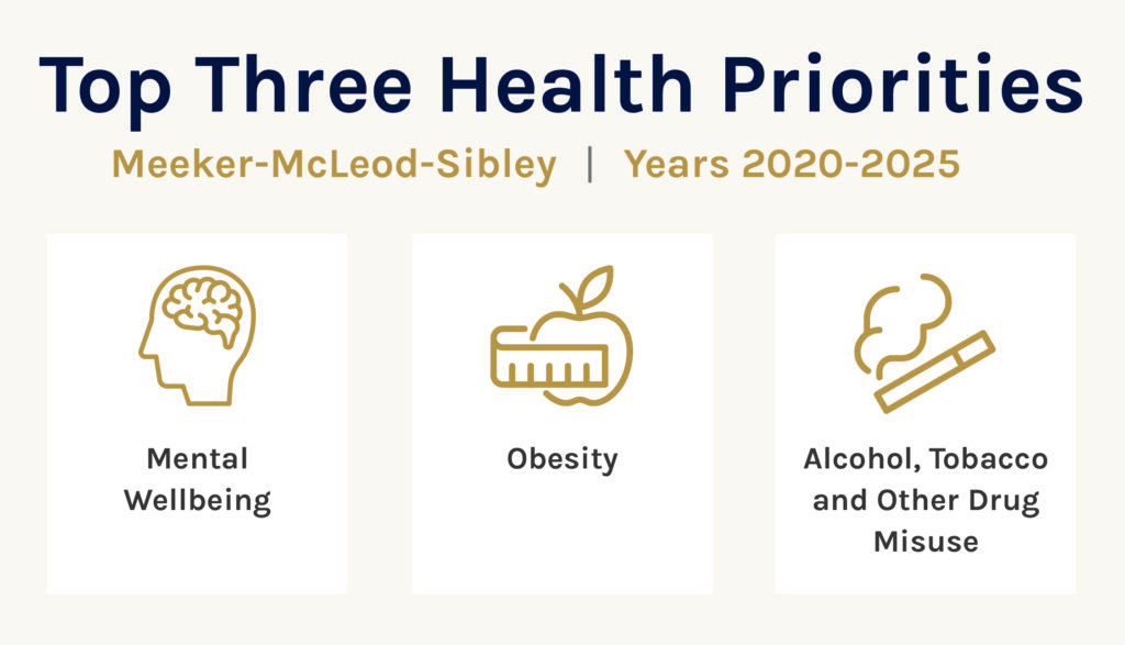 Priorities are Mental well being, obesity, alcohol, tobacco and drug misuse